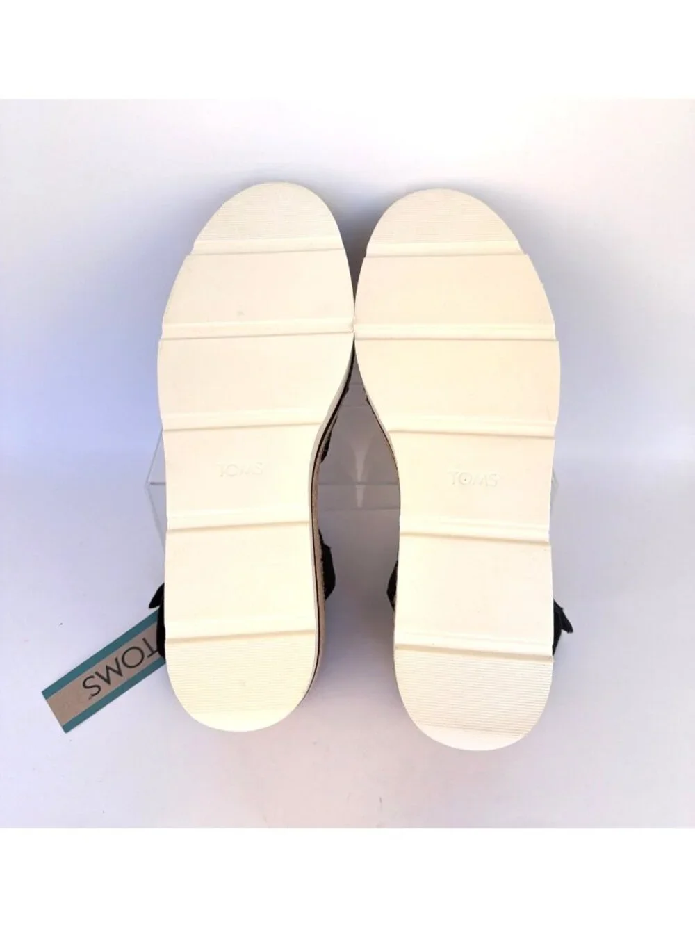 TOMS Darya Platforms Wedge Sandals Black Heavy Canvas Women Size 9